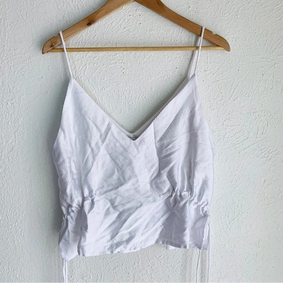 Zara Side Tie White Strappy Viscose Tank Sz Medium - Picture 2 of 6